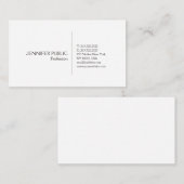 Carte De Visite Simple élégante blanche plaine moderne professionn (Devant / Derrière)