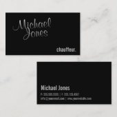 Carte De Visite Simple Elégante Noir Stylish Chauffeur Calligraphi (Devant / Derrière)