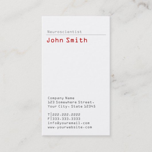 Carte de visite simple en neurosciences simples (Devant)