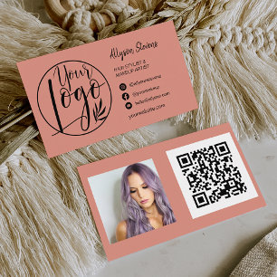 Carte De Visite Simple en terre cuite maquillage photo logo qr cod