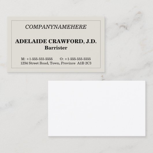 Carte de visite simple et humble (Devant / Derrière)