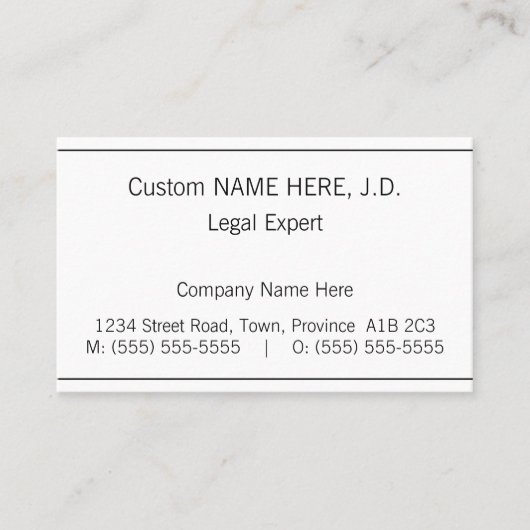 Carte de visite simple et humble (Devant)