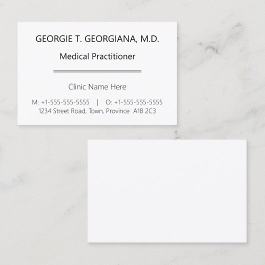 Carte de visite simple et minimal (Devant / Derrière)