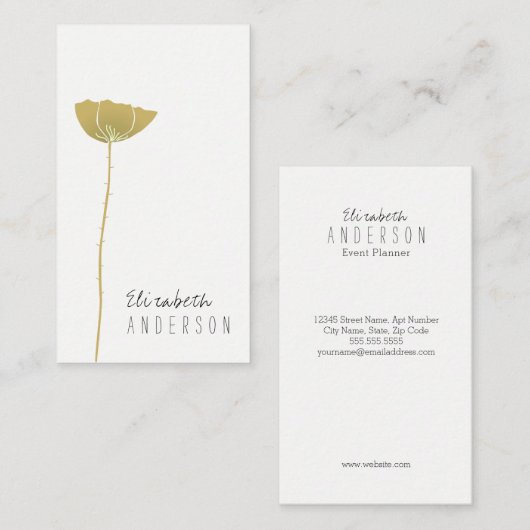 Carte de visite simple et moderne de pavot (Devant / Derrière)