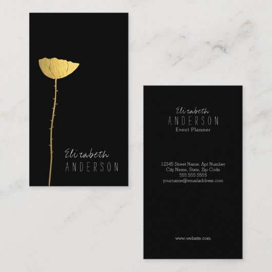 Carte de visite simple et moderne de pavot (Devant / Derrière)