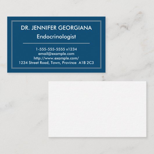 Carte de visite simple et moderne d'endocrinologue (Devant / Derrière)