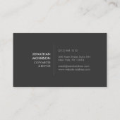 CARTE DE VISITE SIMPLE ET MODERNE GRISE SOMBRE (Dos)