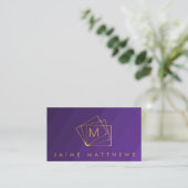 Carte De Visite Simple et moderne Royal Purple and Gold (Debout devant)