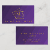 Carte De Visite Simple et moderne Royal Purple and Gold (Devant / Derrière)