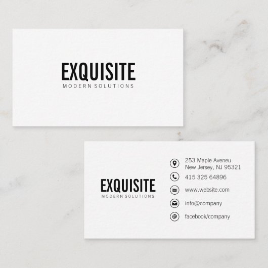 Carte De Visite Simple et professionnel avec icônes (Devant / Derrière)