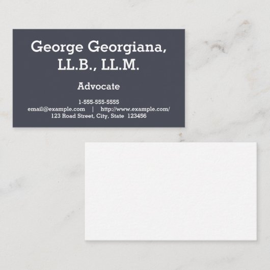 Carte de visite simple et professionnel d'avocat (Devant / Derrière)