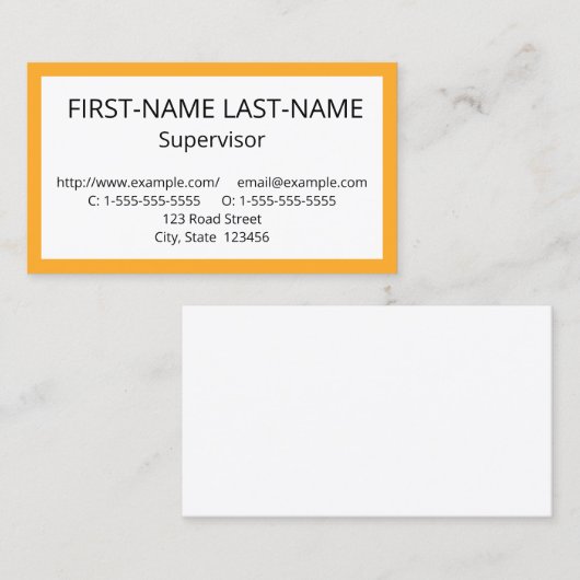 Carte de visite simple et simple de surveillant (Devant / Derrière)