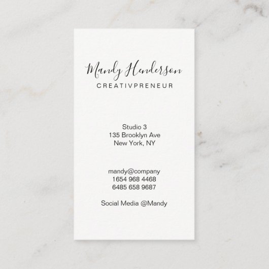 Carte De Visite Simple et tendance / Speckled | Designer Fresh (Dos)
