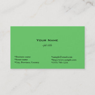 carte de visite simple et verte.