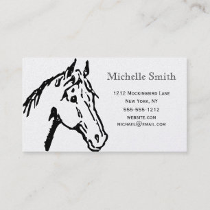 Carte De Visite Simple Executive Argent Platine Cheval Entreprise