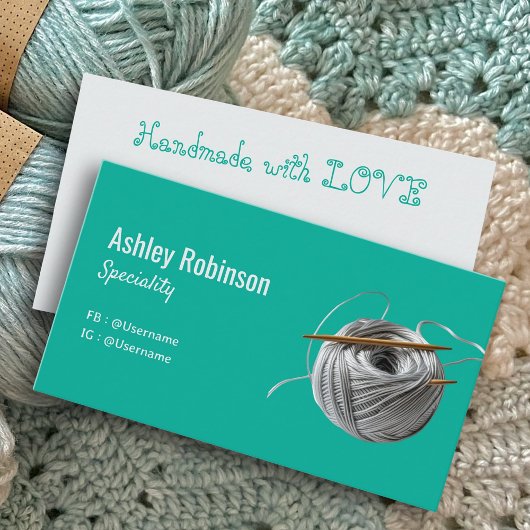 Carte De Visite Simple fil argent crochet crochet turquoise modern