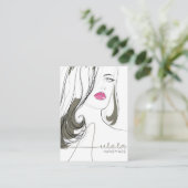 Carte De Visite Simple Fille Beige Noire Dessin Bijoux tendance (Debout devant)