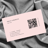 Carte De Visite Simple fille rose féminin QR Code Social Media