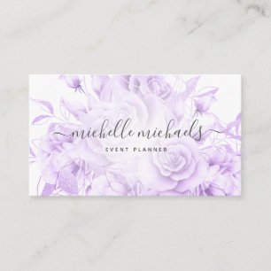 Carte De Visite Simple Floral Purple Script moderne