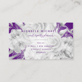 Carte De Visite Simple Floral Purple & Silver Script moderne (Dos)