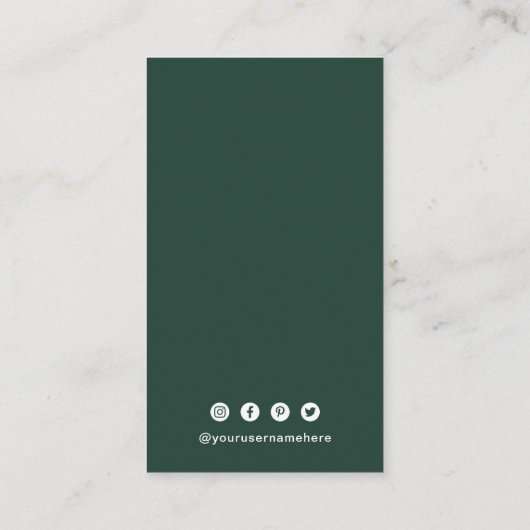 Carte De Visite Simple Forest Green QR Code moderne (Dos)