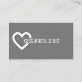 Carte De Visite Simple forme de coeur Outline Gris et blanc Modern (Devant)