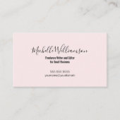 Carte De Visite Simple Freelancer Entrepreneur Blush Pink Noir (Devant)