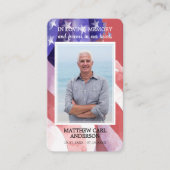 Carte De Visite Simple Funeral Memorial Photo US Flag Prayer Card (Devant)