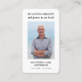 Carte De Visite Simple Funeral Memorial Photo US Flag Prayer Card (Devant)