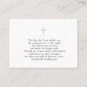 Carte De Visite Simple Funeral Memorial Prayer Photo Card (Dos)