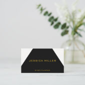 Carte De Visite Simple géométrique noir et blanc (Debout devant)