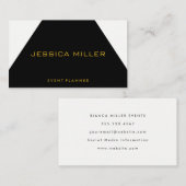 Carte De Visite Simple géométrique noir et blanc (Devant / Derrière)