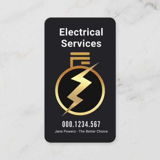 Carte De Visite Simple Gold Light Bulb Powers Up (Devant)