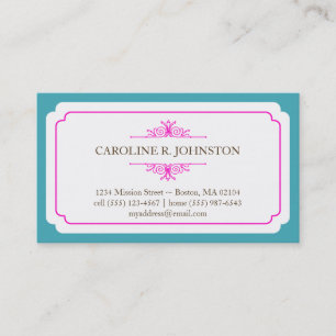Carte De Visite Simple grâce solide turquoise rose rose appel pers