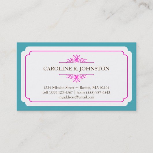 Carte De Visite Simple grâce solide turquoise rose rose appel pers (Devant)