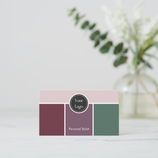 Carte De Visite Simple Graphisme Purple Vert Style d'entreprise (Debout devant)