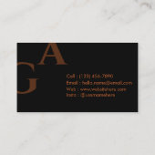 Carte De Visite Simple Gras Profond Noir Cuivre Moderne Sophistica (Dos)
