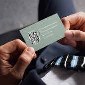 Carte De Visite Simple Green Monogram QR Code | Connect with Me