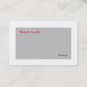 Carte De Visite Simple Gris Blanc Rouge Minimaliste Moderne