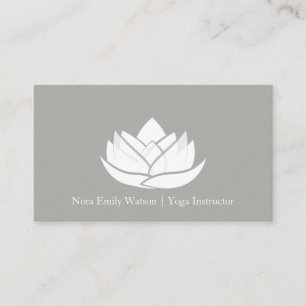 Carte de visite simple gris et blanc lotus