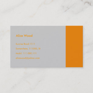 Carte De Visite Simple Gris Orange