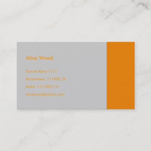 Carte De Visite Simple | Gris Orange (Devant)