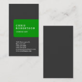 Carte de visite simple Gris Vertical Gris Vert (Devant / Derrière)