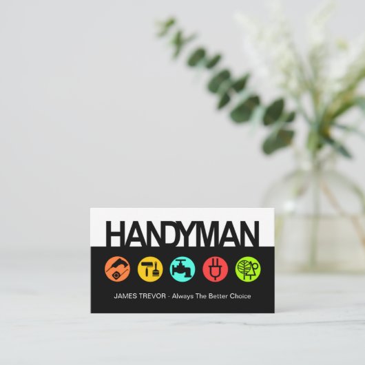 Carte De Visite Simple Handyman Signage Construction Tools (Debout devant)