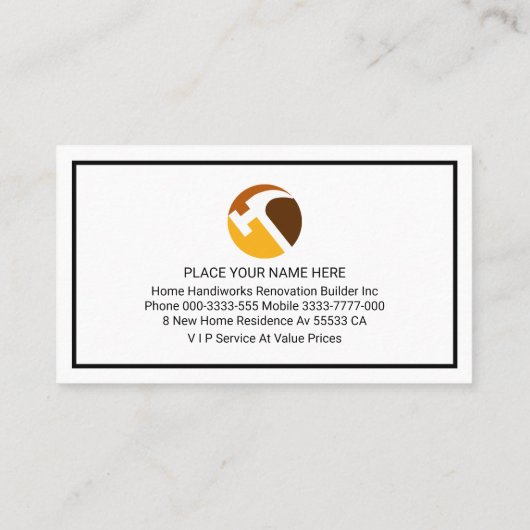 Carte De Visite Simple Handyman Tools Frame (Dos)