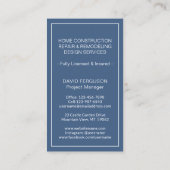 Carte De Visite Simple Home Logo Monogramme Marine Vertical Blanc  (Dos)