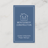 Carte De Visite Simple Home Logo Monogramme Marine Vertical Blanc  (Devant)