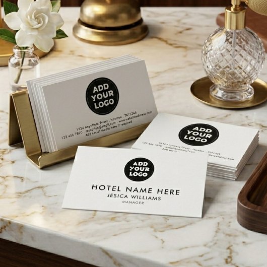 Carte De Visite Simple Hotel Logo Name with Job Title Qr Code