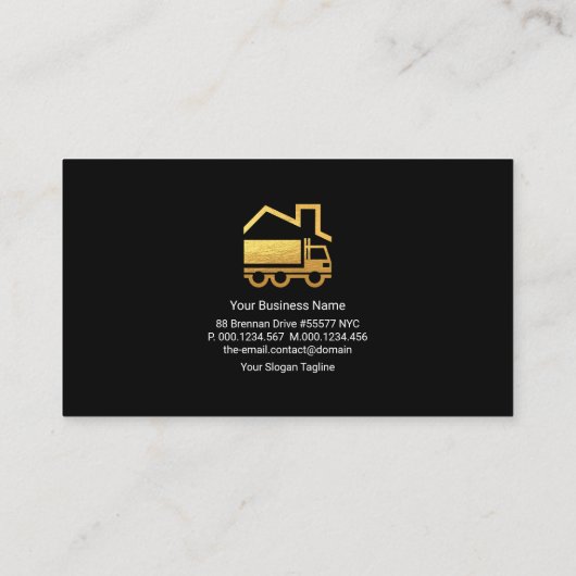 Carte De Visite Simple intemporel Retro Gold Truck Home Moving (Dos)