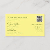 Carte De Visite Simple Jaune clair clair avec le code QR Monogramm (Dos)